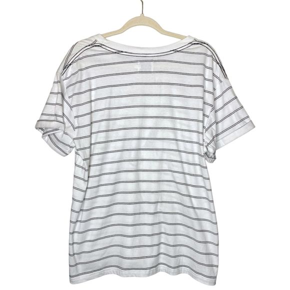 NWOT Aje Classic Embellished Logo Tee Spellout Beaded Graphic T Striped L - Picture 4 of 12